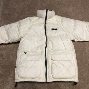 First Down Reversible Black and White Puffer Coat